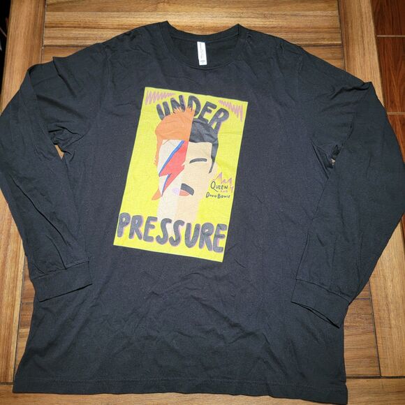Bella + Canvas LS Black Unisex Tee "Queen And David Bowie Under Pressure" - 2XL* - Picture 1 of 5